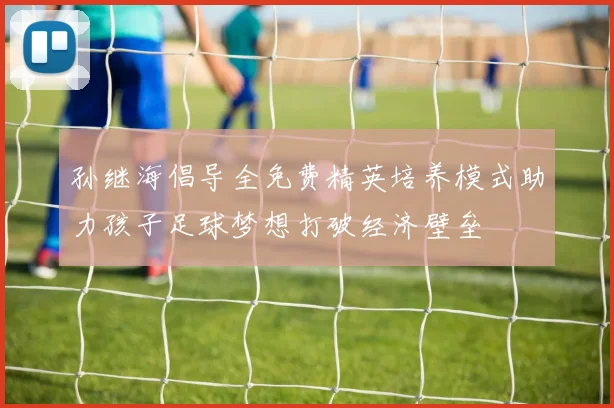 孙继海倡导全免费精英培养模式助力孩子足球梦想打破经济壁垒